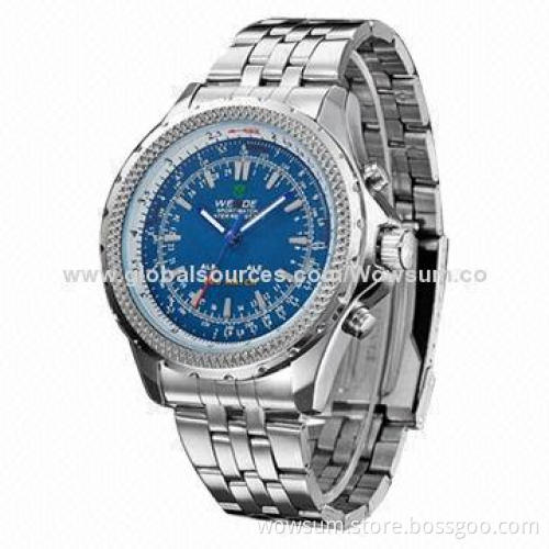 Men's illuminated dual time zone 30m waterproofed sports watch, Japan quartz movement